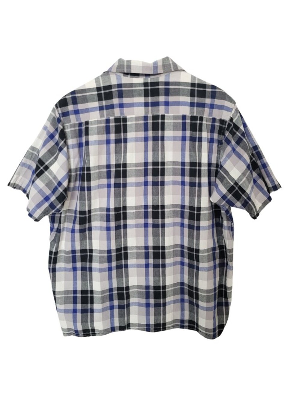 Wrangler Authentics Plaid Short Sleeve Button Front Shirt Mens XL Blue Western - Picture 2 of 7